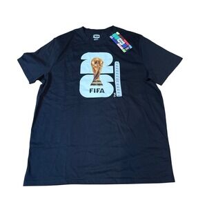 FIFA World Cup 2026 T-Shirt Mens Black NWT‎ Graphic Trophy Tee SIZE XL